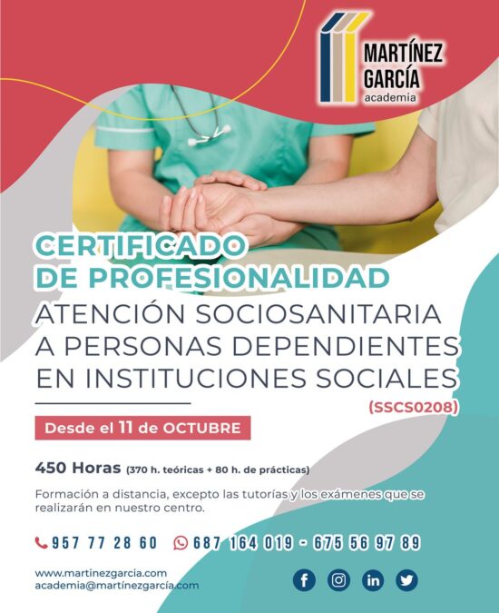 Certificado de profesionalidad Atención Sociosanitaria a personas dependientes en instituciones sociales<span class="badge-status" style="background:#c50b18">Finalizado</span>&nbsp;