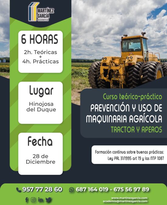 Curso teórico práctico de Prevención y Uso de Maquinaria Agrícola