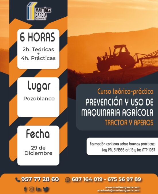 Curso teórico práctico de Prevención y Uso de Maquinaria Agrícola