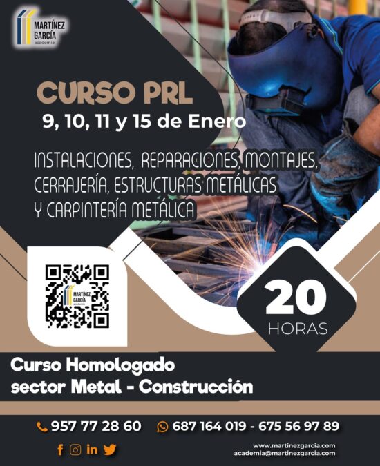 Curso PRL de Instalaciones, Reparaciones, Montajes, Cerrajería, Estructuras Metálicas y Carpintería Metálica<span class="badge-status" style="background:#ef1818">FINALIZADO</span>&nbsp;