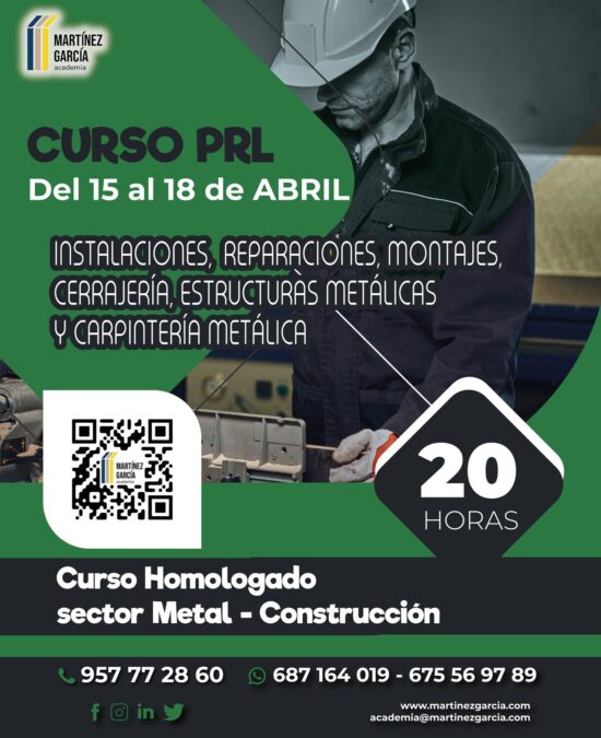 Curso PRL de Instalaciones, Reparaciones, Montajes, Cerrajería, Estructuras Metálicas y Carpintería Metálica<span class="badge-status" style="background:#ef1818">FINALIZADO</span>&nbsp;