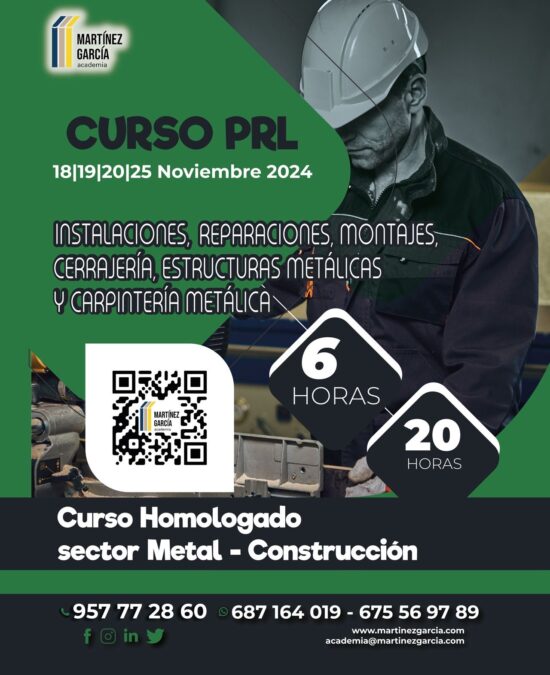 Curso PRL de Instalaciones, Reparaciones, Montajes, Cerrajería, Estructuras Metálicas y Carpintería Metálica<span class="badge-status" style="background:#ef1818">FINALIZADO</span>&nbsp;