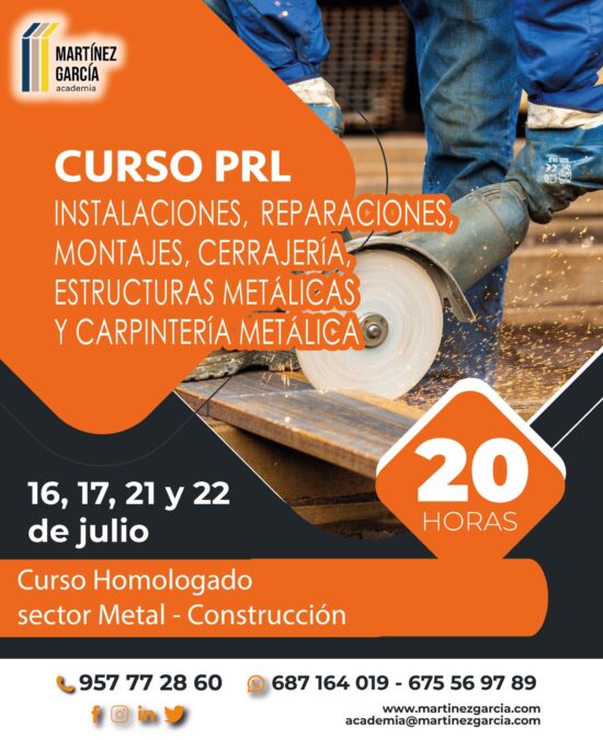 Curso PRL de Instalaciones, Reparaciones, Montajes, Cerrajería, Estructuras Metálicas y Carpintería Metálica<span class="badge-status" style="background:#ef1818">FINALIZADO</span>&nbsp;