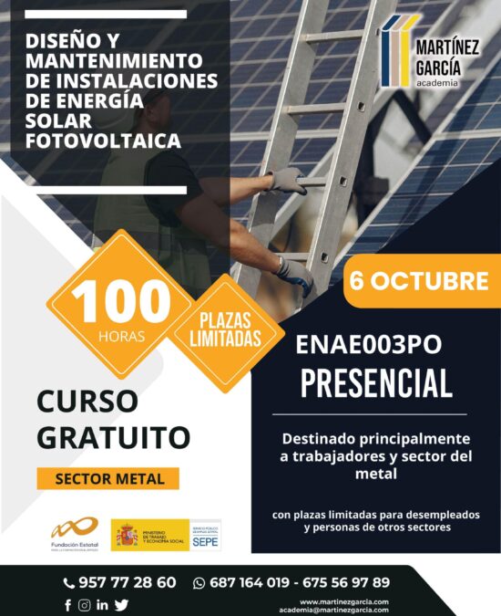 Curso Diseño y Mantenimiento de Instalaciones de Energía Solar Fotovoltaica<span class="badge-status" style="background:#ef1818">FINALIZADO</span>&nbsp;