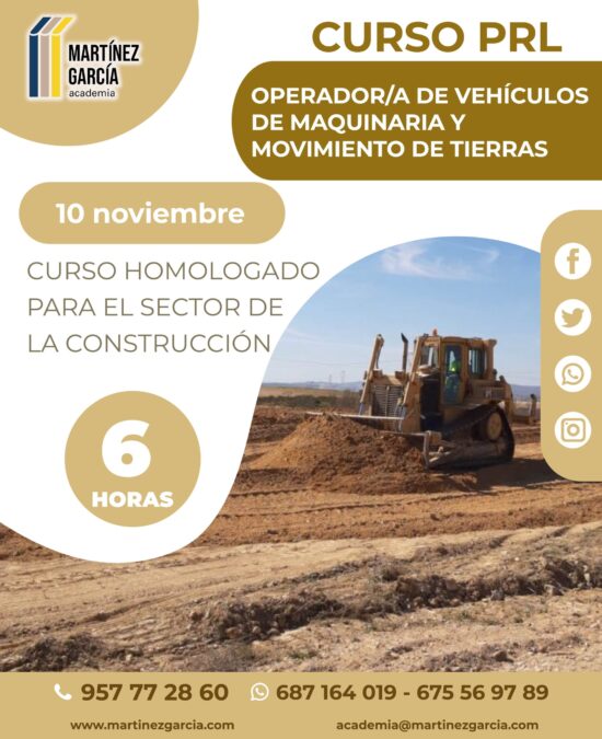 Curso PRL Operador/a de Vehículos de Maquinaria y Movimiento de Tierras