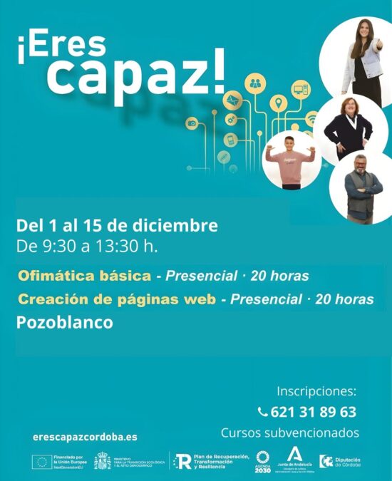 ¡Eres Capaz! Ofimática Básica y Creación de Páginas Web – Pozoblanco<span class="badge-status" style="background:#ef1818">FINALIZADO</span> ¡Eres Capaz! Ofimática Básica y Creación de Páginas Web – Pozoblanco<span class="badge-status" style="background:#ef1818">FINALIZADO</span>