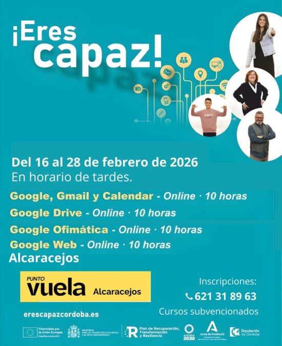¡Eres Capaz! Google Suite – Alcaracejos<span class="badge-status" style="background:#ef1818">FINALIZADO</span>&nbsp;