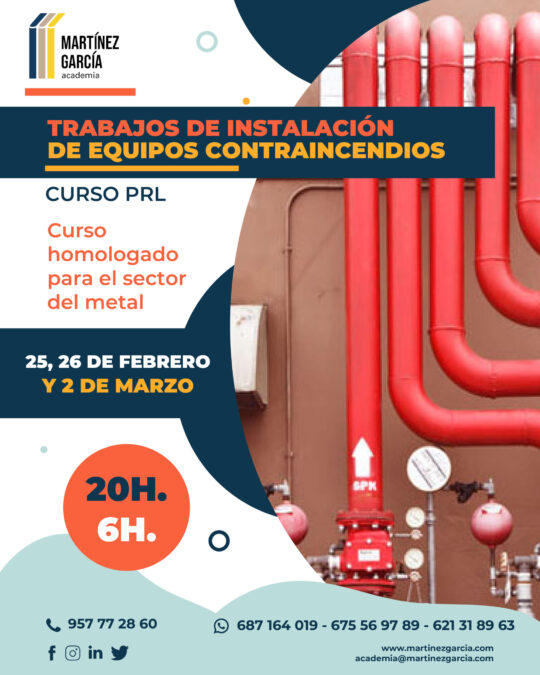 Curso trabajos de instalación de equipos contraincendios