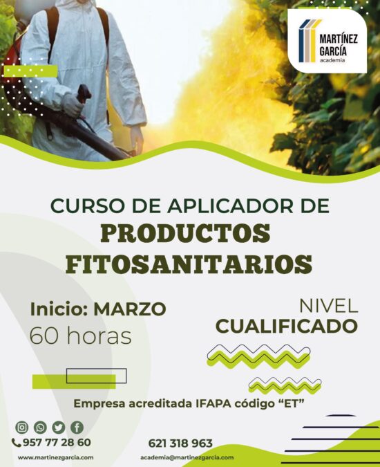 Curso de Aplicador de Productos Fitosanitarios – Nivel Cualificado<span class="badge-status" style="background:#ef1818">FINALIZADO</span>&nbsp;