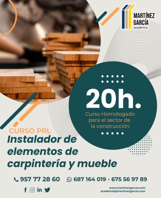 Curso PRL Instalador de elementos de carpintería y mueble