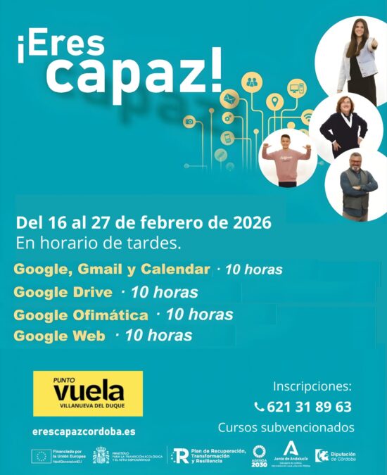 ¡Eres Capaz! Google Suite – Villanueva del Duque<span class="badge-status" style="background:#ef1818">FINALIZADO</span>&nbsp;