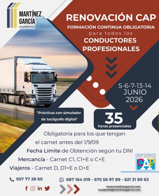 Renovación C.A.P. – Formación Continua Obligatoria Conductores Profesionales<span class="badge-status" style="background:#ef1818">FINALIZADO</span>&nbsp;