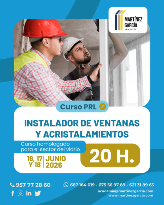 Curso PRL INSTALADOR DE VENTANAS Y ACRISTALAMIENTOS