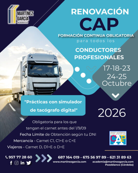 Renovación C.A.P. – Formación Continua Obligatoria Conductores Profesionales